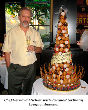 Chef Gerhard Michler with Jacques' birthday cake